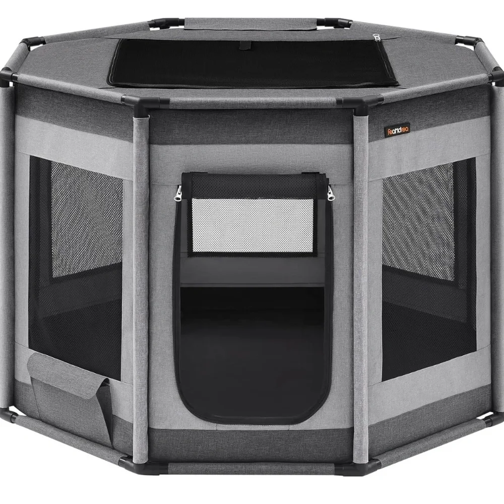 Feandrea Dog Playpen Oxford Fabric Dog Fence, Octagon Dog Crate, XL, 44.1 x 44.1